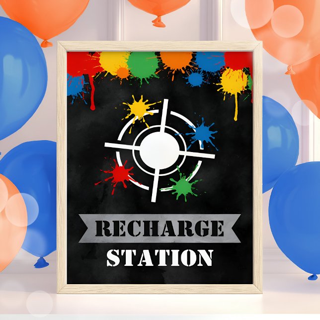 Paintball Recharge Station Boy Birthday Party Poster (Von Creator hochgeladen)