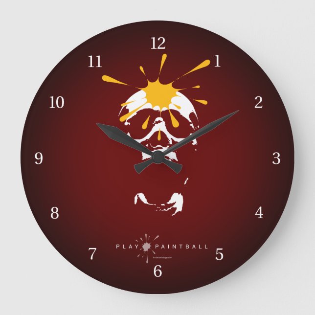 Paintball Skull Große Wanduhr (Vorderseite)