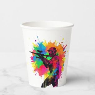 Paintball-Spieler Farbdesign Pappbecher