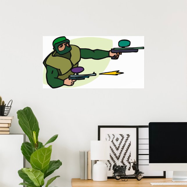 Paintball-Spieler mit Dual-Marker-Action-Sport Poster (Von Creator hochgeladen)