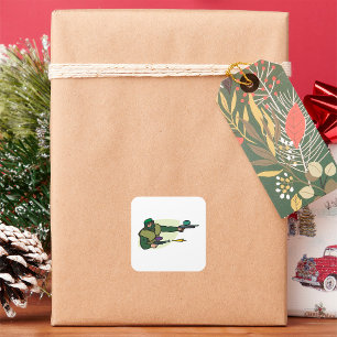 Paintball-Spieler mit Dual-Marker-Action-Sport Quadratischer Aufkleber