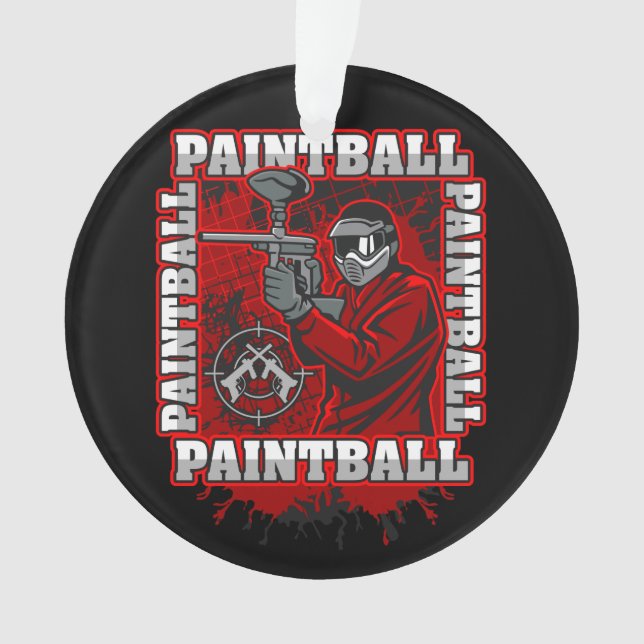 Paintball-Spieler-rote Team-Farben Ornament (Vorderseite)
