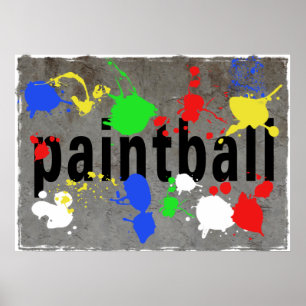 Paintball-Spritzer auf Betonmauer Poster