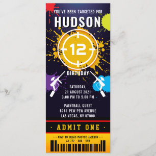 Paintball Ticket Pass Einladung zur Geburtstagspar