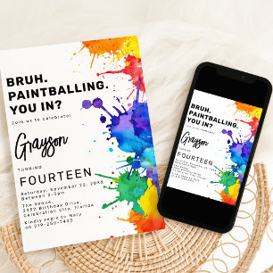 Paintballing Geburtstagsparty Einladung