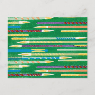 Paintbrush Japanisch Woodcut Textil Postkarte