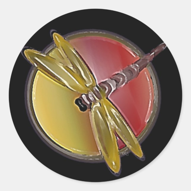 Paintbrushed Dragonfly Runder Aufkleber (Vorderseite)