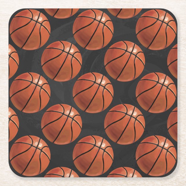Painted Basketball Muster Rechteckiger Pappuntersetzer (Vorderseite)