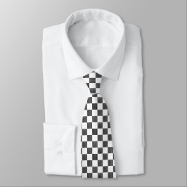 Painted Black and White Check Checkerboard Pattern Krawatte