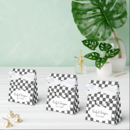 Painted Black Checkerboard Pattern Wedding Geschenkschachtel