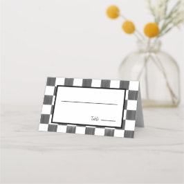 Painted Black Checkerboard Pattern Wedding Platzkarte