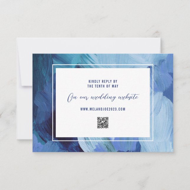Painted Blue Wedding RSVP Response Card (Vorderseite)
