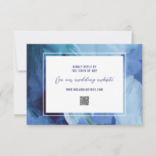 Painted Blue Wedding RSVP Response Card Karte