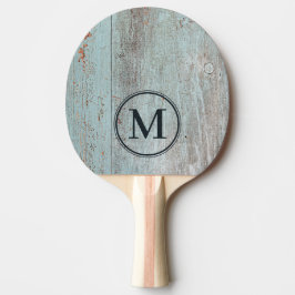 Painted Blue Wood Monogram Tischtennis Schläger