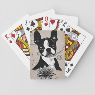 Painted Boston Terrier Spielkarten