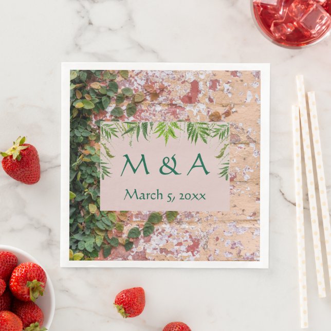 Painted Bricks Green Ivy Hochzeitsessen Napkins Serviette (Beispiel)