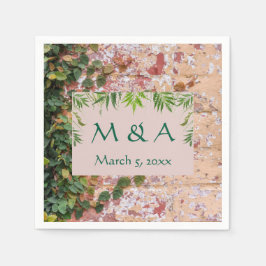 Painted Bricks Green Ivy Wedding Cocktail Napkins Serviette