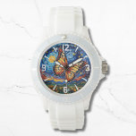 Painted Butterfly Starry Night Sky Elegant Womans Armbanduhr<br><div class="desc">Painted Butterfly Starry Night Sky Elegant Womans Watches features a trendy colorful painted butterfly with the moon and stars in the background. Created by Evco Studio www.zazzle.com/store/evcostudio</div>