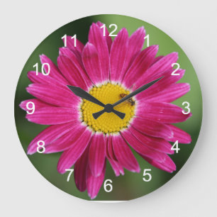 Painted Daisy and Bee Große Wanduhr