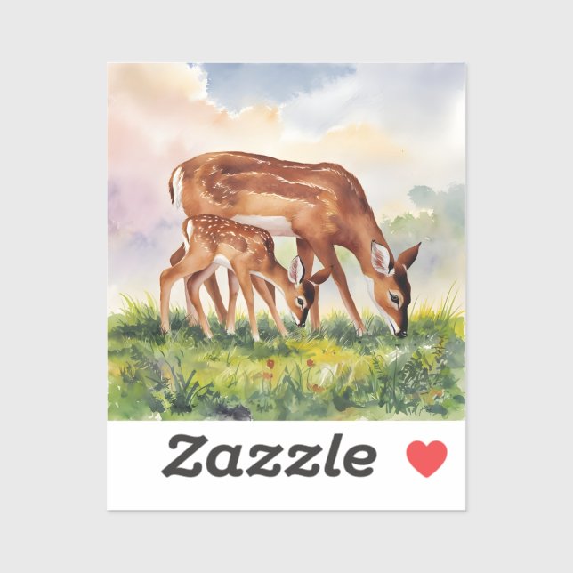 Painted Deer Mom and Baby Aufkleber (Blatt)