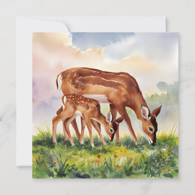 Painted Deer Mom and Baby Einladung (Vorderseite)