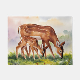 Painted Deer Mom and Baby Fußmatte