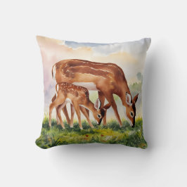 Painted Deer Mom and Baby Kissen