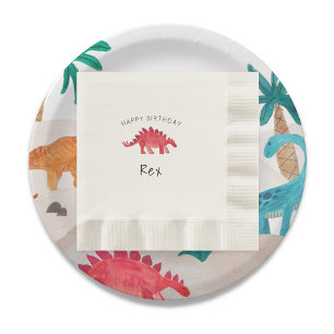 Painted Dino Birthday Party Serviette