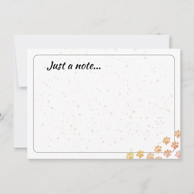 Painted Dog Paw Prints Watercolor Just a Note  Mitteilungskarte (Vorderseite)
