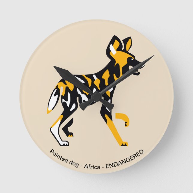 Painted Dog Runde Wanduhr (Vorderseite)