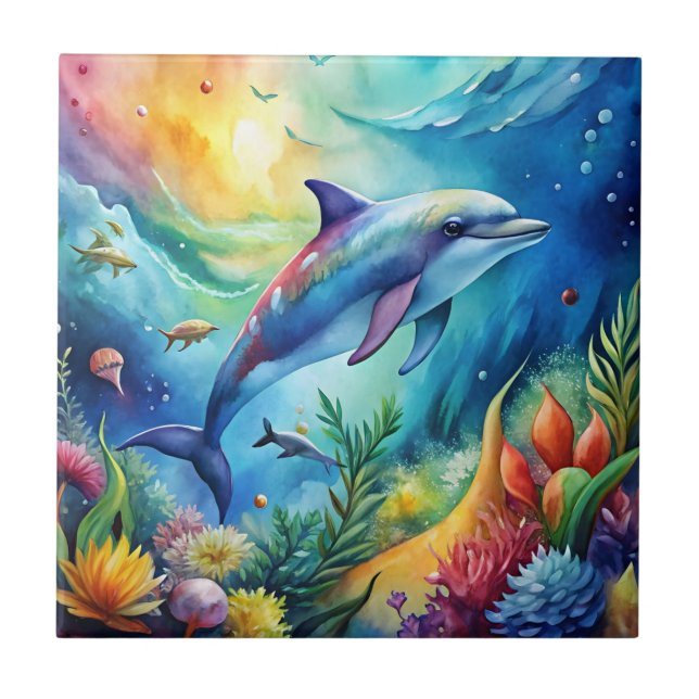 Painted Dolphin Fliese (Vorderseite)