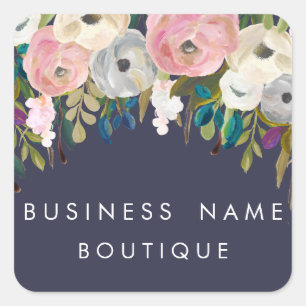 Painted Floral Customizable Business Stickers