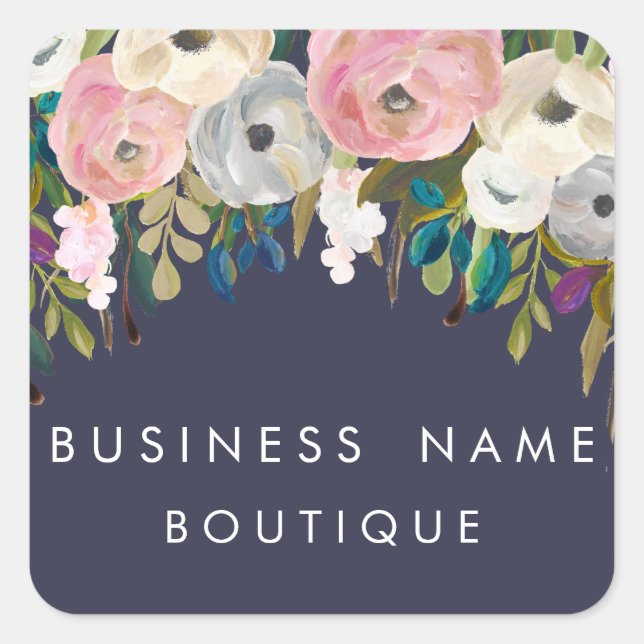 Painted Floral Customizable Business Stickers (Vorderseite)