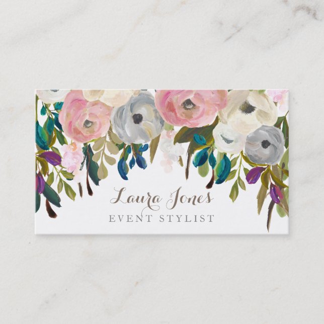 Painted floral Florist Stylist Business Cards Terminkarte (Vorderseite)