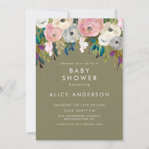 Painted Floral Garden Baby Dusche laden Einladung