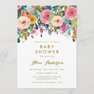Painted Floral Garden Baby Dusche laden Einladung