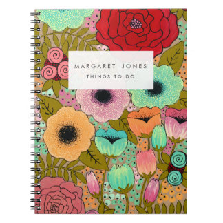 Painted Floral Garden Journal Notizblock