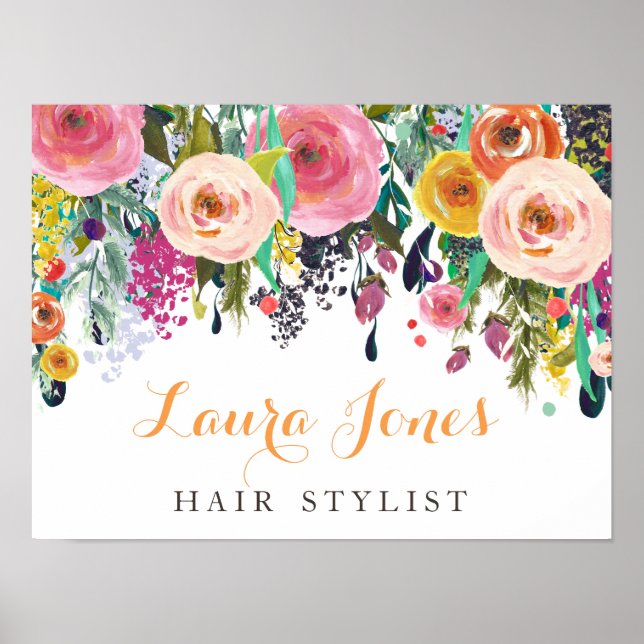 Painted Floral Ladys Business Sign Poster (Vorne)