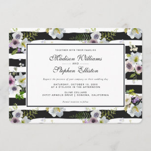 Painted Floral Striping Muster - Hochzeit Einladung