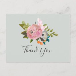 Painted floral Vielen Dank Postcard Postkarte