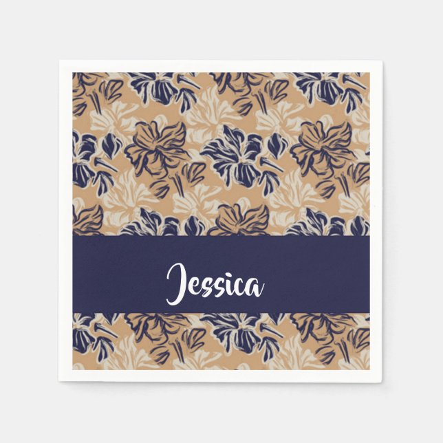 Painted flowers on brown serviette (Vorderseite)