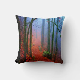 Painted Forest Autumn Blue Fog Square Kissen