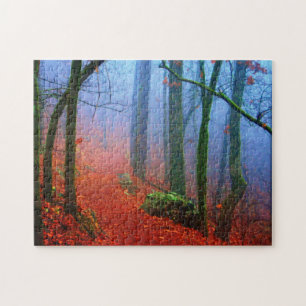 Painted Fotografy Blue Fog Winter Trail Puzzle