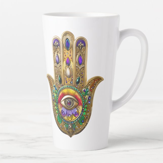 Painted Gold Hamsa Amethyst Ruby Third Eye Milchtasse (Rechts)