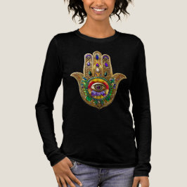Painted Gold Hamsa Amethyst Ruby Third Eye Tri-Blend Shirt