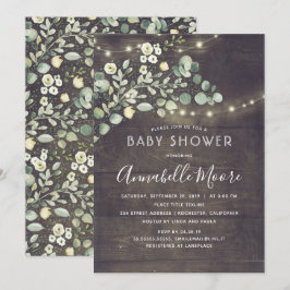 Painted Greenery Rustic Country Baby Dusche Einladung