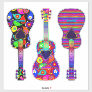 Painted Guitars Boho Hippie Style Aufkleber