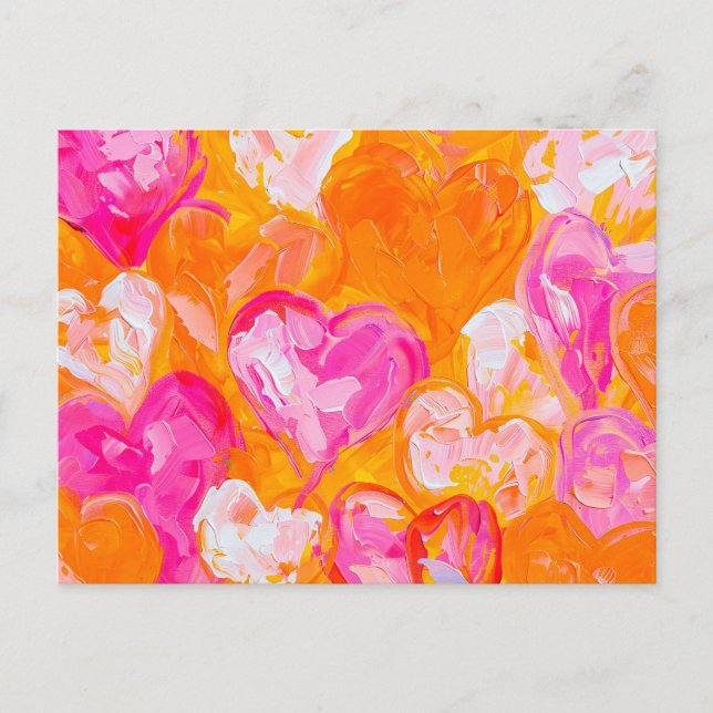 Painted Hearts Vibrant Abstract Valentine’s Day Ba Postkarte (Vorderseite)