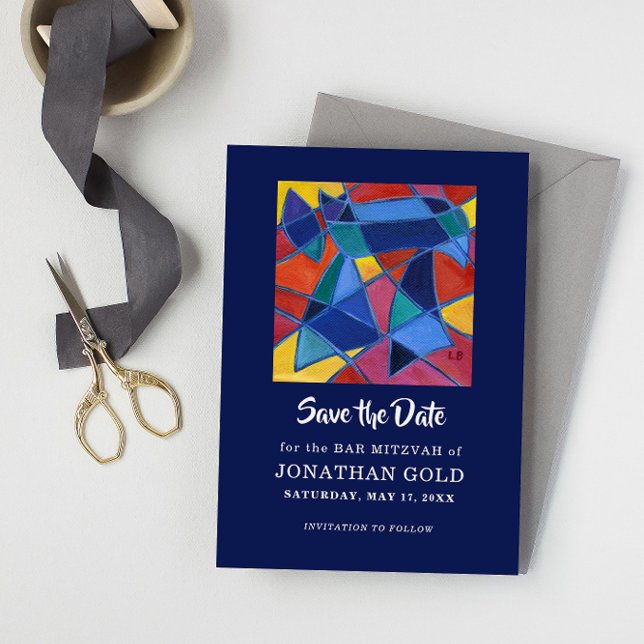 Painted Hebrew Word "Chai" - Leben Save The Date ("Chai" Save the Date: bar mitzvah, bat mitzvah, b'mitzvah)