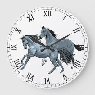 Painted Horses Wall Clock Große Wanduhr